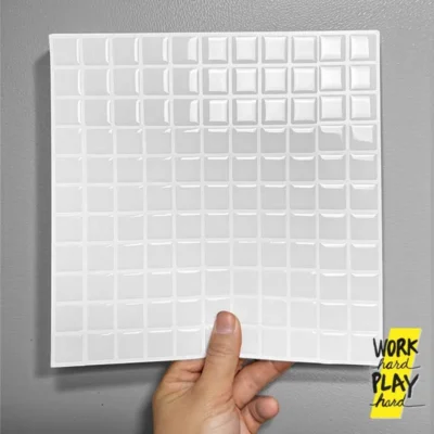 สติ๊กเกอร์ติดผนัง 3D ลายกระเบื้อง mosaic สีขาว ติดครัว ห้องน้ำ แต่งบ้าน mid century modern