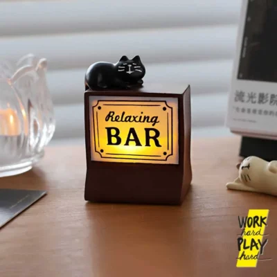 น้องแมว Relaxing Bar ของตกแต่งร้านกาแฟ บาร์ เปิดไฟได้ ของขวัญปัจฉิม คุณภาพงานส่งออก
