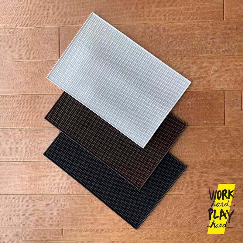 WHPH shop Bar Mat บาร์แมท 30x45 cm แผ่นยางกันลื่น อุปกรณ์ร้านกาแฟ แผ่นยางบาร์แบบหนา 3 สี ขาว น้ำตาล - Image 2