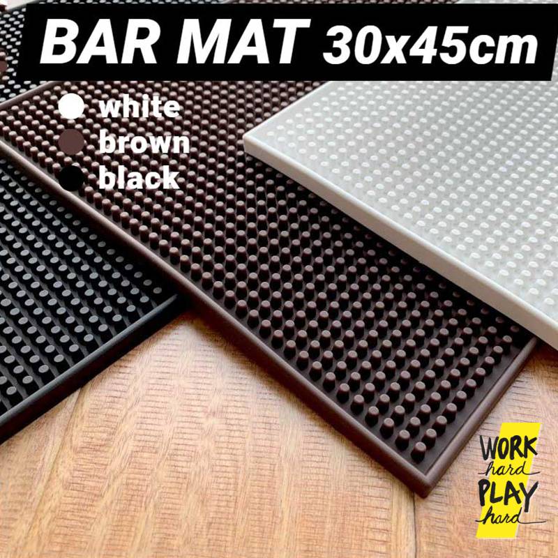 WHPH shop Bar Mat บาร์แมท 30x45 cm แผ่นยางกันลื่น อุปกรณ์ร้านกาแฟ แผ่นยางบาร์แบบหนา 3 สี ขาว น้ำตาล - Image 3