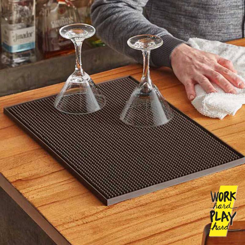 WHPH shop Bar Mat บาร์แมท 30x45 cm แผ่นยางกันลื่น อุปกรณ์ร้านกาแฟ แผ่นยางบาร์แบบหนา 3 สี ขาว น้ำตาล - Image 4
