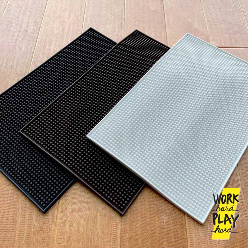 WHPH shop Bar Mat บาร์แมท 30x45 cm แผ่นยางกันลื่น อุปกรณ์ร้านกาแฟ แผ่นยางบาร์แบบหนา 3 สี ขาว น้ำตาล - Image 5