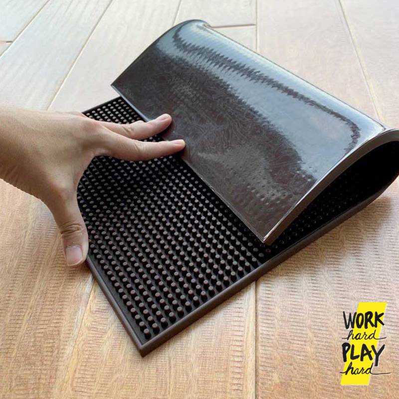 WHPH shop Bar Mat บาร์แมท 30x45 cm แผ่นยางกันลื่น อุปกรณ์ร้านกาแฟ แผ่นยางบาร์แบบหนา 3 สี ขาว น้ำตาล - Image 7