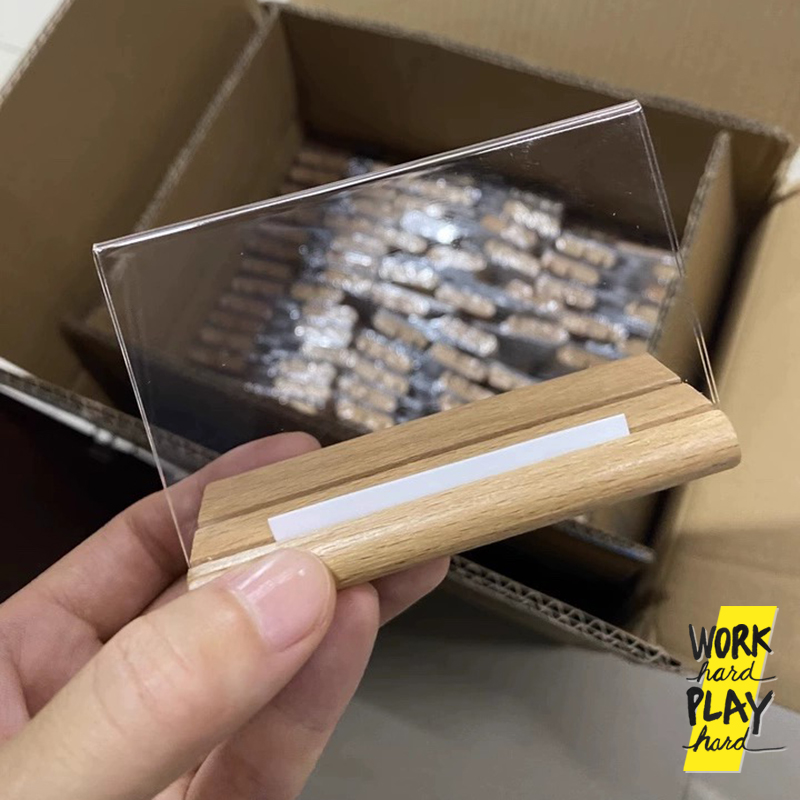 WHPH shop ป้ายราคา ป้ายฐานไม้ ป้ายอะคริลิค ป้ายตั้งโต๊ะ สไตล์ MUJI minimal - Image 3