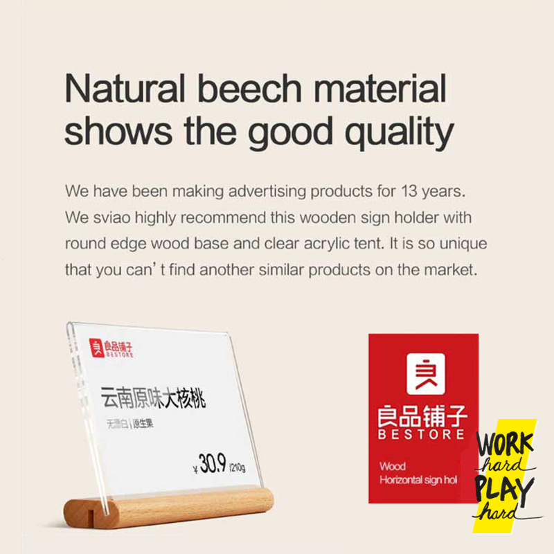 WHPH shop ป้ายราคา ป้ายฐานไม้ ป้ายอะคริลิค ป้ายตั้งโต๊ะ สไตล์ MUJI minimal - Image 9