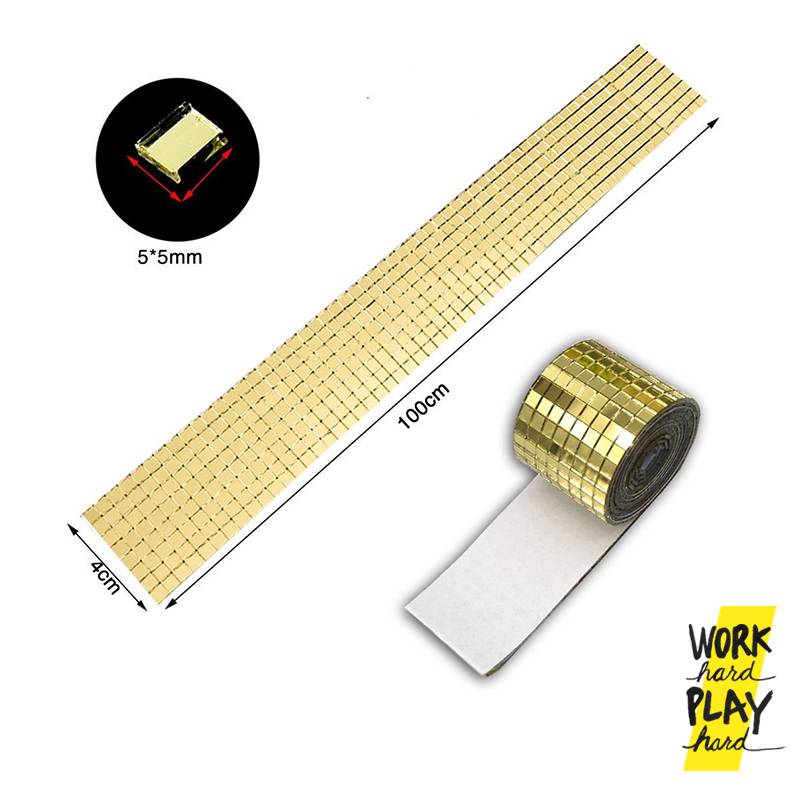 สติ๊กเกอร์โมเสค กระจกเงาจิ๋ว แบบม้วน 4×100 ซม. มีกาวในตัว โค้งงอได้ DIY ตกแต่งผนัง - Image 5