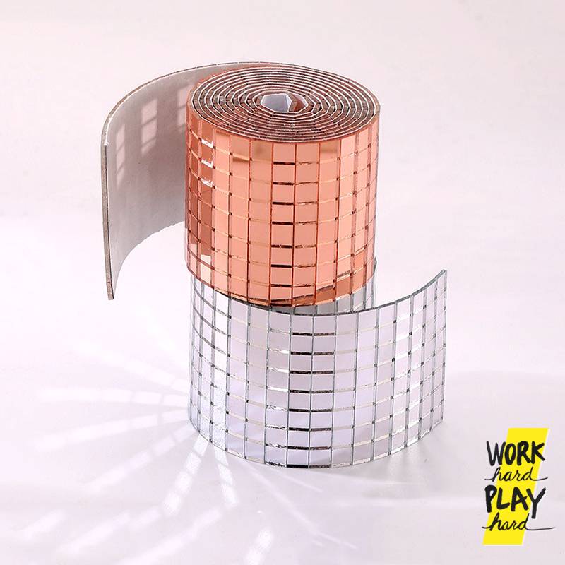 สติ๊กเกอร์โมเสค กระจกเงาจิ๋ว แบบม้วน 4×100 ซม. มีกาวในตัว โค้งงอได้ DIY ตกแต่งผนัง - Image 8