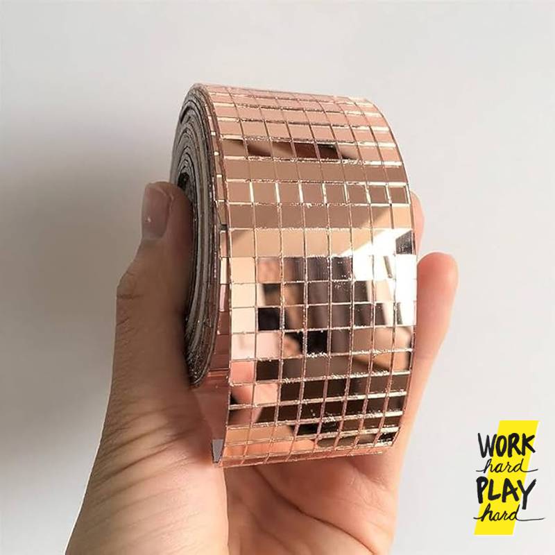 สติ๊กเกอร์โมเสค กระจกเงาจิ๋ว แบบม้วน 4×100 ซม. มีกาวในตัว โค้งงอได้ DIY ตกแต่งผนัง - Image 9
