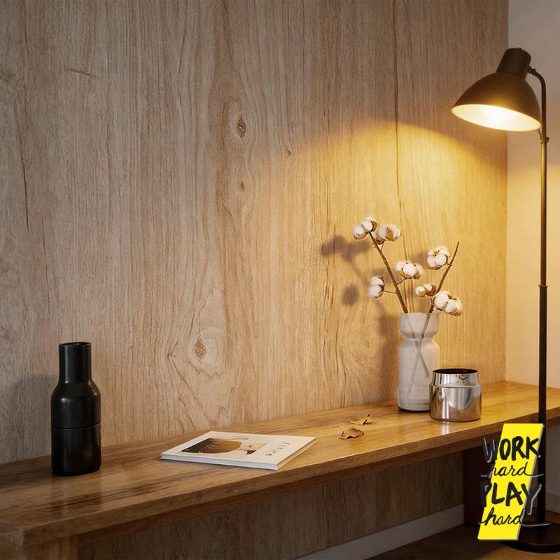สติกเกอร์ลายไม้ ลายไม้อัด PVC กาวในตัว มีเส้นกริด ลอกออกไม่ทิ้งคราบ ขนาด 45 ซม ยาว 3 เมตร - Image 4